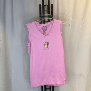 Life Is Good Pink Tank Top with Lemonade Graphic